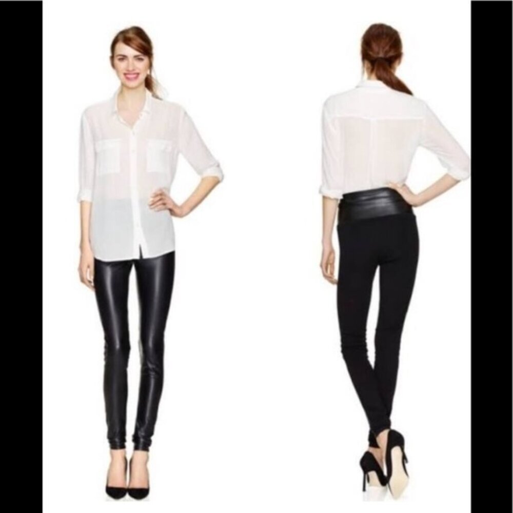 Aritzia Wilfred Daria 50/50 Vegan Leather High Waist Stretch Cotton Pant Legging